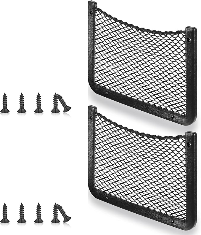 Frienda 1 Pc Boat Storage Net Bag, ABS Plastic Car Framed Mesh Net Holder, Phone & Cargo Organizer with Screws for Auto, Rv, Boat, Pontoon, Truck Pocket Storage (12 x 8 Inch)