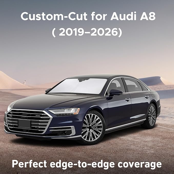 EcoNour Windshield Sunshade Compatible for Audi A8 Model 2019-2024 2025 2026, Sun Visor for Front Windshield & Window Sun Shade Cover, UV Heat Blocker & Protector, Car Accessories