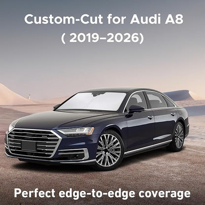 EcoNour Windshield Sunshade Compatible for Audi A8 Model 2019-2024 2025 2026, Sun Visor for Front Windshield & Window Sun Shade Cover, UV Heat Blocker & Protector, Car Accessories