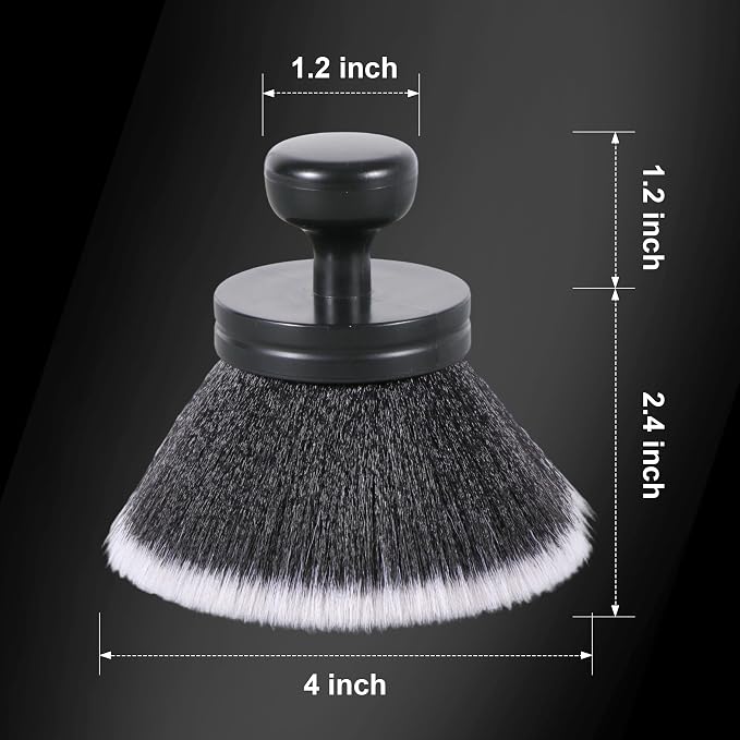 BABYSHEEP Ultra Soft Bristles Detailing Brush -Synthetic Brush, Car Detail Brush, 5.0 Inch Diameter Covers Large Area Inside or Outside Vehicles (Black-Grey)