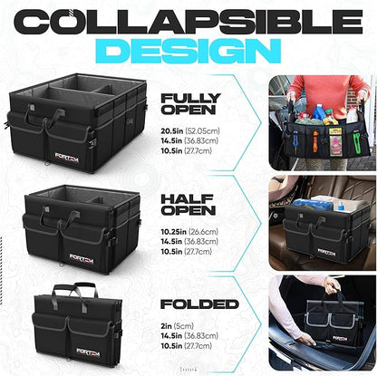 FORTEM Trunk Organizer For SUV Car Trunk Organizer, Foldable Storage, Car Accessories for Women Men, Collapsible Bag, 600D Oxford, Non Slip Bottom, Straps, Soft Cover (50L)