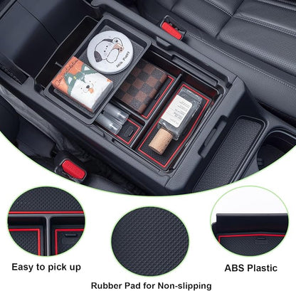PIMCAR Center Console Organizer for 2023 2024 2025 2026 Honda CR-V LX/EX/EXL/Sport/Sport-L/Sport Touring Hybrid ABS Plastic Material Armrest Box Insert Tray Accessories-Red Trim