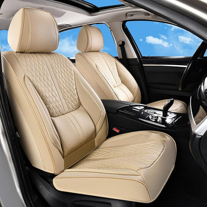 Huidasource Gray Seat Covers, Luxury Nappa Leather Car Seat Cover with Velcro Adjustable, Airbag, Lumbar Support, Cooling ＆ Heating, Seat Covers for Universal Fit for Most Cars SUV Trucks, Gray