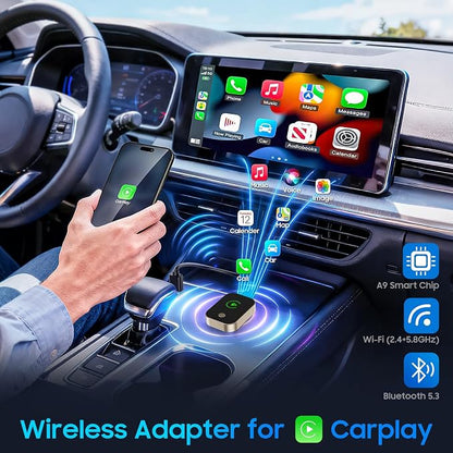 2026 Wireless Carplay Adapter for iPhone,Convert Wired to Wireless with One Click Multi Device Switch,Auto-Connect,No Delay for Cars 2018+ with Built-in Carplay