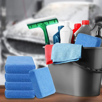 Riakrum 32 Pcs Microfiber Applicator Pads Soft Microfiber Foam Buffing Car Detailing Pads for Wax Ceramic Coating Polish Reusable Car Wash Sponge Tire Shine Applicator(Blue)