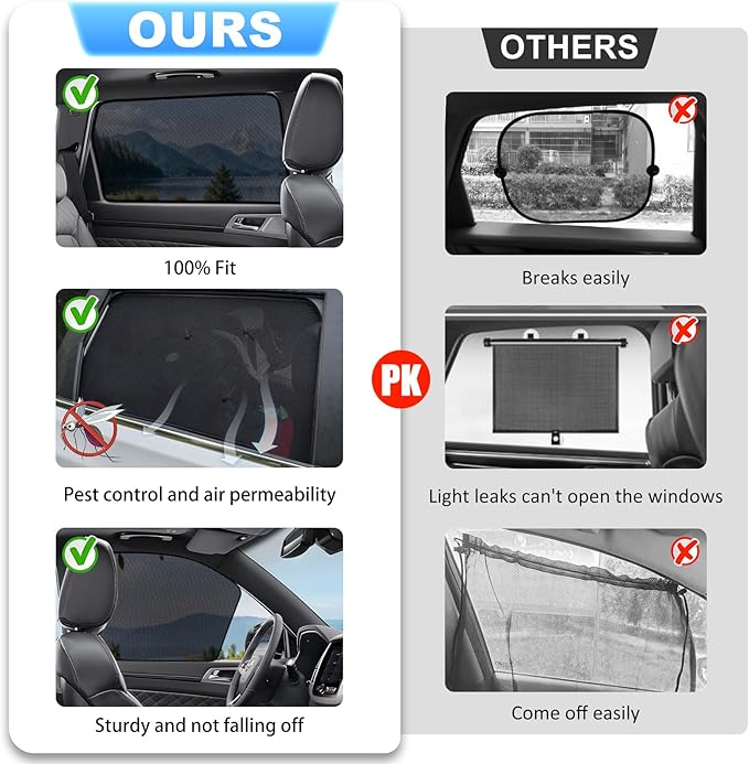 XCBYT 4 Pack 2023-2024 Honda CRV Window Shades with Breathable Mesh Window Covers 99% Sun UV Blackout Keeps Cool Car Privacy Curtains for Breastfeeding, Napping, Dressing, Camping