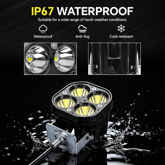 Motorcycle Driving Lights Yellow LED Pods Lights 3’’ 40W LED Driving Off Road Lighting 12V 24V Spot Cube Light for Truck ATV UTV SUV Bike Car Boat Trucks LED Spotlights with 6 Light Beads 2PCS