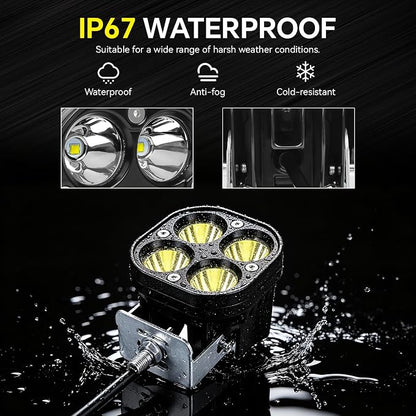 Motorcycle Driving Lights Yellow LED Pods Lights 3’’ 40W LED Driving Off Road Lighting 12V 24V Spot Cube Light for Truck ATV UTV SUV Bike Car Boat Trucks LED Spotlights with 6 Light Beads 2PCS