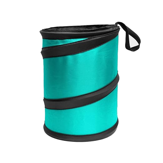 FH Group Automotive Waterproof Portable Collapsible Small Trash Can Garbage Container fits Most Cars,Polyethylene, SUVs, and Trucks Mint Universal fit