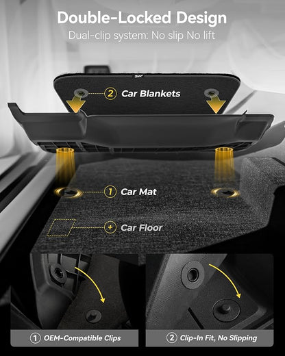 3W Floor Liner & Carpet Top Bundle for 2019-2024 Dodge Ram 1500 Crew Cab (New Body/Without Storage) All-Weather 1st & 2nd Row TPE Mats Set, Not for Classic Models