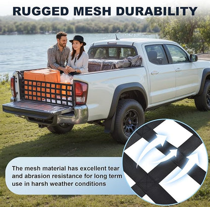 Heavy Duty Tailgate Net for Truck Bed, 60X18',Tailgate Net for Pickup Truck Bed with 4 Adjustable Buckle Straps,Easy-to-use Tailgate Cargo Netting,Fit for Full Size Pickup(Black)