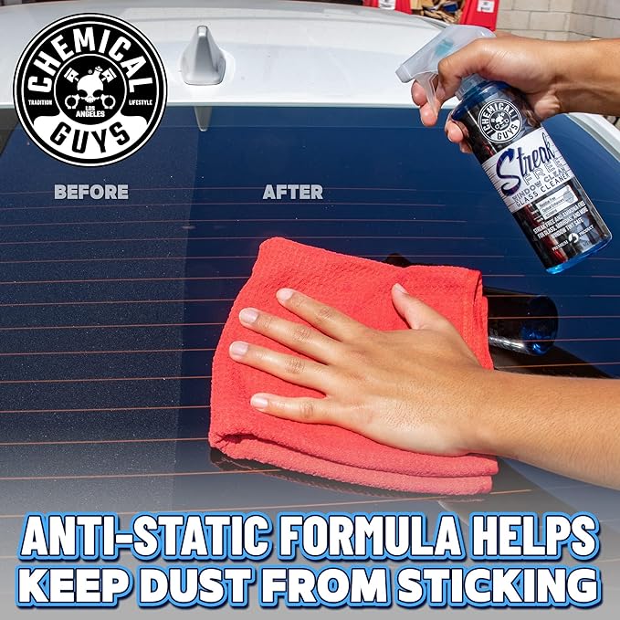 Chemical Guys Streak Free Glass and Window Cleaner - Works on Glass, Windows, Mirrors, and Screens, Ammonia-Free and Safe on Tinted Windows, for Cars, Trucks, SUVs, and Home Use - 16 oz