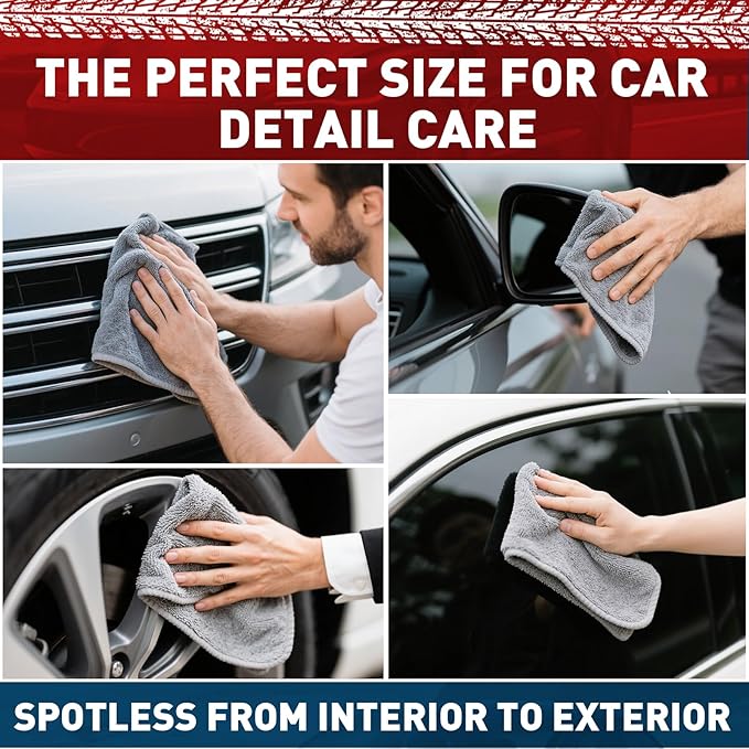 TEAWOO Gray Microfiber Cleaning Cloths Bulk-400 Pack, Gray Microfiber Towels for Cars, Ultra Absorbent Wash Cloths, Lint-Free Streak-Free Microfiber Towels Bulk for Cars, 12x12 inches