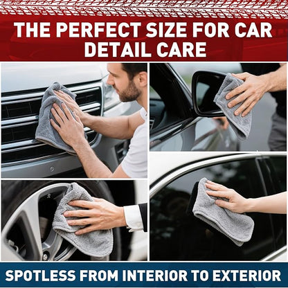 TEAWOO Gray Microfiber Cleaning Cloths Bulk-400 Pack, Gray Microfiber Towels for Cars, Ultra Absorbent Wash Cloths, Lint-Free Streak-Free Microfiber Towels Bulk for Cars, 12x12 inches