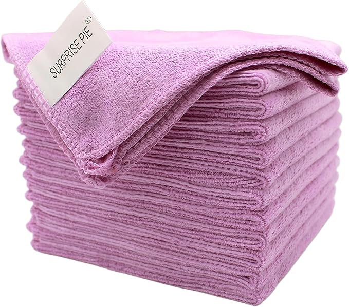 Microfiber Cleaning Cloth Multipurpose Quickly and Easily Clean Windows Mirrors Without Chemicals Wash Clothes for Household Kitchen Boat Car Cleaner Bulk Rags(12"x12") Purple-12 Pack