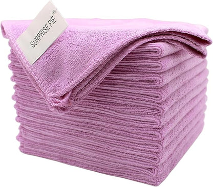 Microfiber Cleaning Cloth Multipurpose Quickly and Easily Clean Windows Mirrors Without Chemicals Wash Clothes for Household Kitchen Boat Car Cleaner Bulk Rags(12"x12") Purple-12 Pack