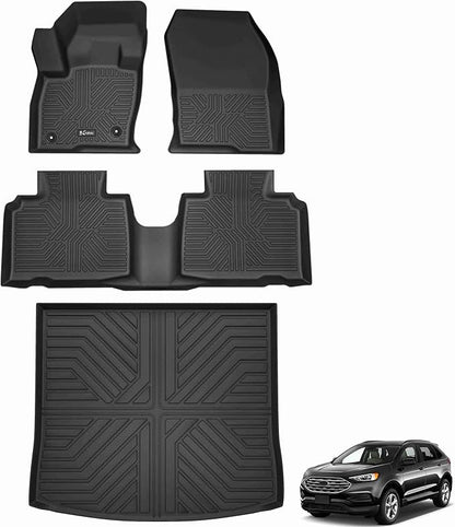 KARPAL Floor Mats for 2015-2024 2025 2026 Ford Edge, Custom Fit TPE All Weather Ford Edge Accessories 1st & 2nd Row Floor Liner & Trunk Mat