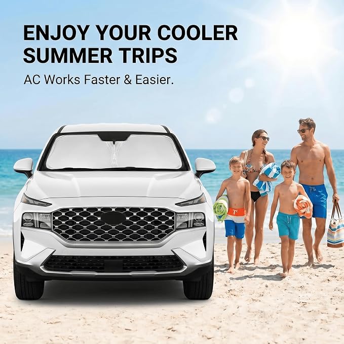 for 2019-2023 Hyundai Santa Fe Windshield Sun Shade, Custom Fit Front Window Sun Visor, Foldable UV Rays Blocker, Car Accessories