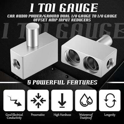 2 Pcs Car Audio Dual 1/0 Gauge to 1/0 Gauge Amp Input Reducers 1 Pair Car Audio Amp Input Wire Reducer for Easy Installation