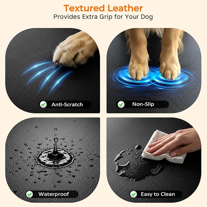 URPOWER Upgraded PU Leather Back Seat Extender for Dogs - Large Hard Bottom Dog Car Seat Cover Holds 550lbs, Waterproof Dog Hammock Pet Bed with High-Density Foam Non-Slip Backseat Protector