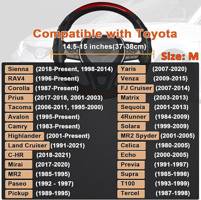 GIANT PANDA Steering Wheel Cover for Toyota, Auto Car Steering Wheel Cover for Toyota Highlander Rav4 Corolla Camry,Standard Size - Red