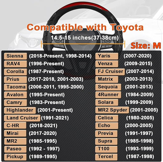 GIANT PANDA Steering Wheel Cover for Toyota, Auto Car Steering Wheel Cover for Toyota Highlander Rav4 Corolla Camry,Standard Size - Red