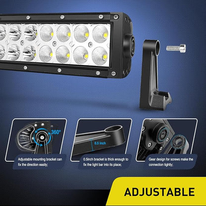 Nilight - 70015C-A LED Light Bar 22Inch 120W Curved Spot Flood Combo LED Driving Lamp Off Road Lights LED Work Light for Trucks Boat Jeep Lamp,2 Years Warranty
