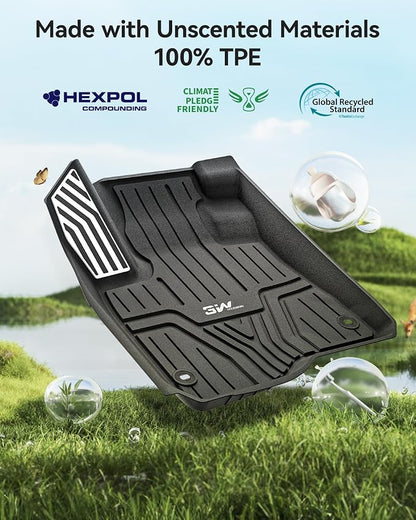 3W Floor Mats with Metal Pedals Fit for Honda CR-V 2023 2024 2025 2026 (Include Hybrid & CRV FCEV), All Weather TPE Waterproof Custom Fit Honda CRV Floor Liner 1st, 2nd Row Car Accessories Black