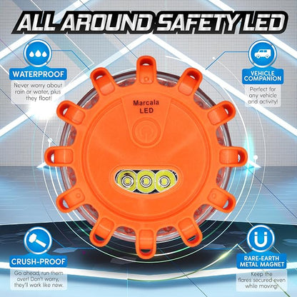 Marcala 12-Pack Emergency Flares for Vehicles | Emergency Roadside Lights | Complete LED Road Flares Kit | Emergency Lights For Vehicles | Perfect For Gifting or Everyday Roadside Safety