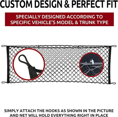 Envelope Style Automotive Elastic Trunk Cargo Net for Ford Mustang 2015-2025 - Premium Trunk Organizer and Storage - Luggage Net for Coupe - Car Organizer for Ford Mustang 2015-2025