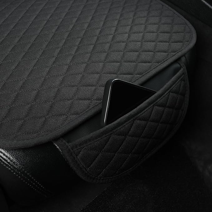 West Llama Linen Car Seat Covers,Bottom Seat Covers for Cars Include 1 Pair Front Driver Seat Pad Mat and 1 Rear Bench Cover Universal Fits 90% Vehicles,SUVs,Cars,Sedans(3Piece-Black)