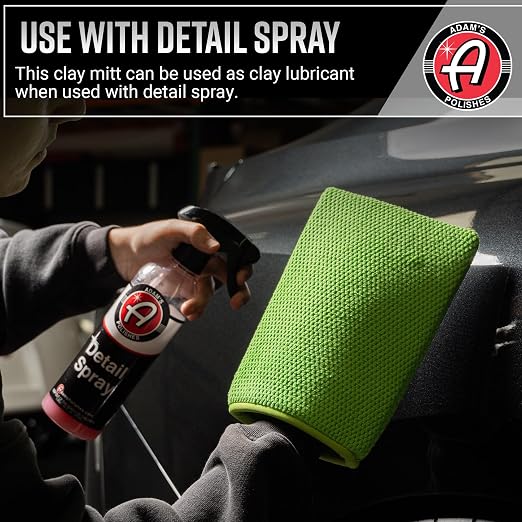 Adam's Clay Mitt (Green, 2pk) - Car Detailing Medium Grade Clay Mitt Glove Quickly Removes Debris from Your Vehicle Exterior Paint, Glass, Wheels, Chrome & More