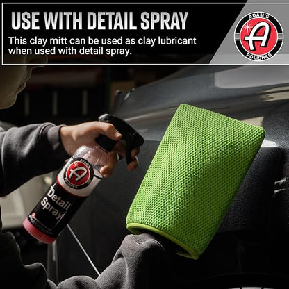 Adam's Clay Mitt (Green, 2pk) - Car Detailing Medium Grade Clay Mitt Glove Quickly Removes Debris from Your Vehicle Exterior Paint, Glass, Wheels, Chrome & More