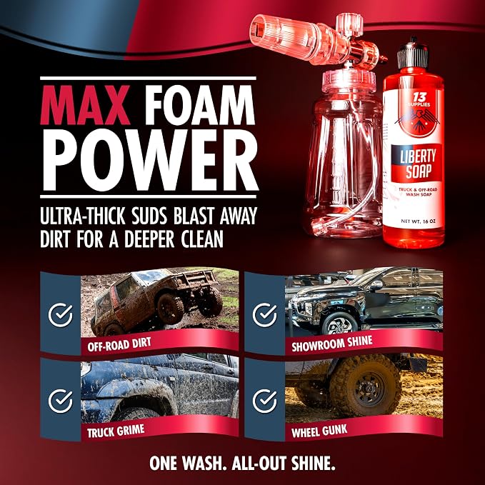 Liberty Foaming Car Wash Soap for Foam Cannon - pH Neutral Car Shampoo for Car Wash Foam Gun Pressure Wash, Thick Snow Pre-Wash Tackles Dirt, Safe for All Vehicles, Avoid Scratches on Trucks 16 fl oz