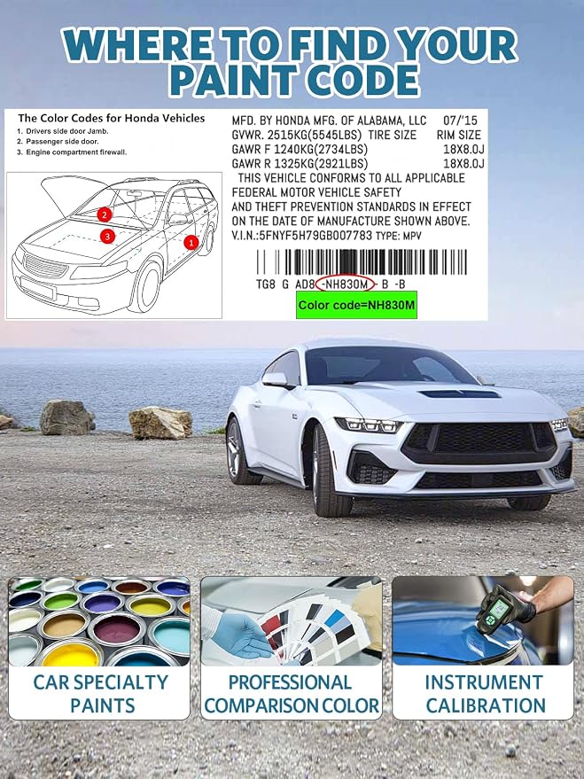 NH-883P Platinum White Pearl Car Touch Up Paint for Honda, Color Match Auto Paint Repair Pen,Professional Car Scratch Repair Remover Pen Quick Drying, Easy to Use