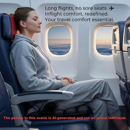 Inflatable Seat Cushion – Breathable, Pressure-Relieving Air Cushion, No Pump Needed, Ideal for Airplane Travel, Office, Car, Wheelchair & Camping – Lightweight, Foldable & Portable (Black)