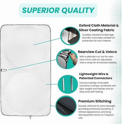 Windshield Sun Shade | Compatible for Acura RDX (2007-2012) | Certified 99.87% UVB & 99.02% UVA Car Sun Shade. Award Winning Sunshade - Patented Technology | Car Shades by Kinder Fluff