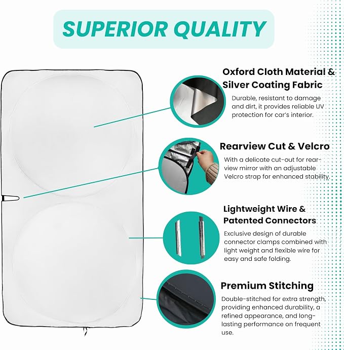 Windshield Sun Shade | Compatible for Chevrolet Bolt EUV (2022-2024) | Certified 99.87% UVB & 99.02% UVA Car Sun Shade. Award Winning Sunshade - Patented Technology | Car Shades by Kinder Fluff