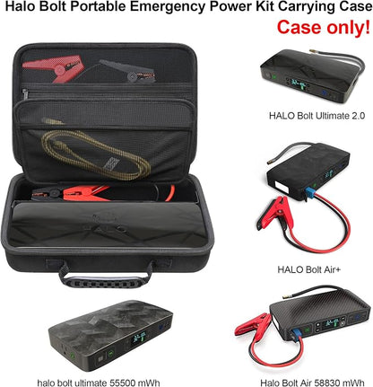 Elonbo Carrying Case for Halo Bolt Ultimate 2.0/3.0 Portable Car Battery Jump Starter/Halo Bolt 55500 mwh/Air 58830/ Air + 55500/58830/ 44400/57720 Emergency Power Kit Holder, Black