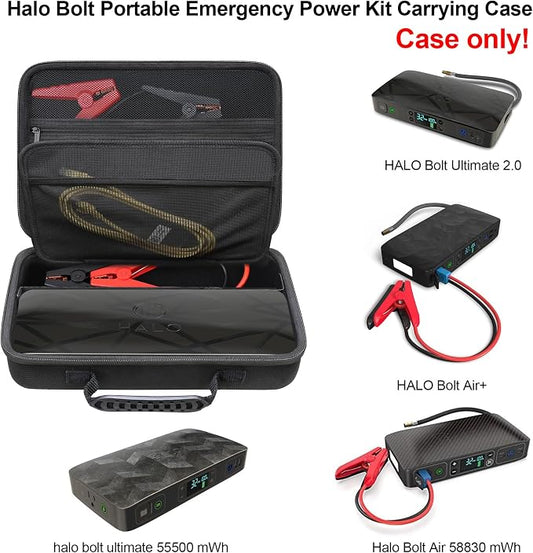 Elonbo Carrying Case for Halo Bolt Ultimate 2.0/3.0 Portable Car Battery Jump Starter/Halo Bolt 55500 mwh/Air 58830/ Air + 55500/58830/ 44400/57720 Emergency Power Kit Holder, Black