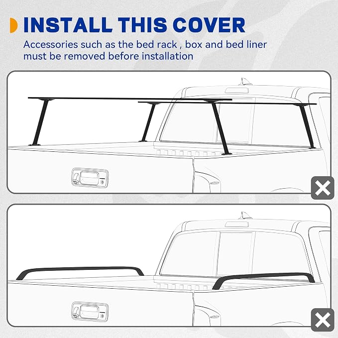 Soft Quad-Fold Truck Bed Tonneau Cover Fit for Dodge Ram 1500 2002-2026 (Classic & New), Fit for Dodge Ram 2500 3500 2003-2026, with 6.4 ft Bed Without Rambox