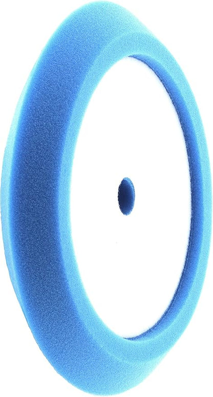 HI-Buff 8" Foam Buffing Pads, Fits 7" Backer, Polishing Pad, Slant Design, Hook & Loop Backing (Blue Soft Polish)
