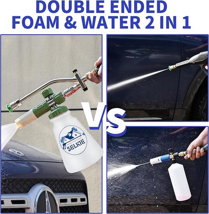 Selkie Foam Cannon with Double Tip Attachment,Adjustable Pressure Washer Foam Blaster with with Dual-Connector Accessory,5 Power Washer Sprayer Nozzles, 1/4" Quick Connect, 3600 PSI