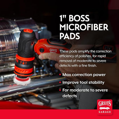 Griot's Garage BOSS 1” Microfiber Pads for Car Polishing and Detailing, Buffing Pads for Moderate and Severe Scratch Removal, Set of 6
