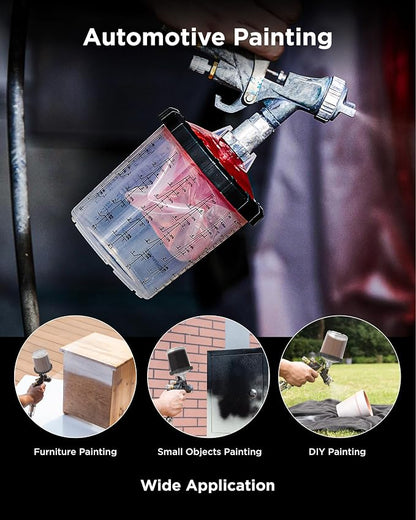 InoKraft D1 LVLP Air Spray Gun Premium Kit with 22 Ounce Disposable Paint Cups, Easy to Use, Paint Gun for Cars & House DIY Painting, 1.3/1.5/1.7mm Nozzles, with Paint Sprayer Accessories
