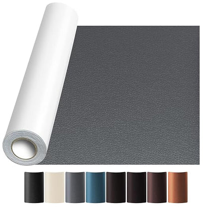 JuCheng Leather Repair Kit -Leather Repair Patch Self-Adhesive Waterproof Patch & Glue for Furniture, Car Seats, Sofa, Couch, Vinyl - Instant Fix for Tears & Scratches (Grey, 17X158 inch)