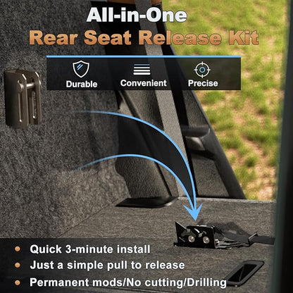 Rear Seat Release Kit, Compatible with 2009–2025 Ford F-150 F-250 F-350 F-450 & Raptor SuperCab SuperCrew, Pre-Assembled Rear Seat Release Lever, Maximize Vehicle Storage Space