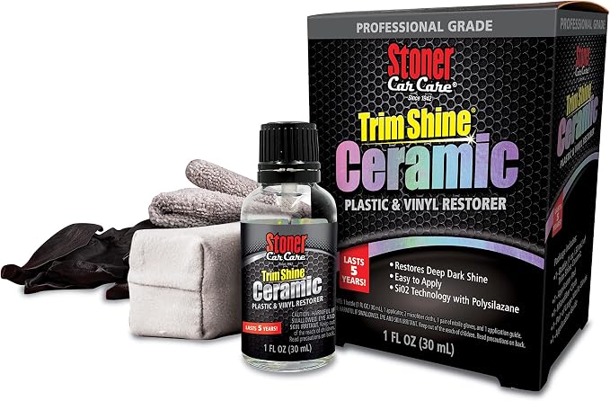 Stoner Car Care 95451 Trim Shine Ceramic Plastic & Vinyl Restorer Kit – Restores Deep Dark Shine with Long Lasting UV Protection, Professional Grade Ceramic Coating, Easy to Apply – 1 fl oz