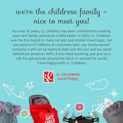 J.L. Childress Go-Go Travel Bag for Kids Backless Booster Seat - Compact Carrier for Airplane & Air Travel, For Toddler Backless Booster Car Seats, Fits Compact Strollers like GB Pocket - Deluxe, Grey