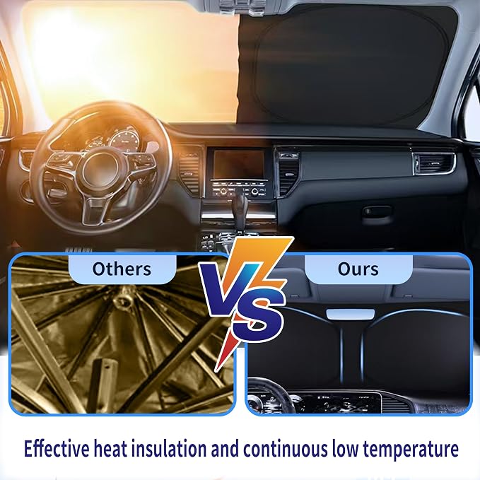Windshield Sun Shade for Cadillac SRX 2010-2025 & Lincoln MKC 2015-2019 / MKX 2007-2018, Front Windshield Sunshade with Full Coverage Reflective Polyester Material Blocks Heat & Sunlight